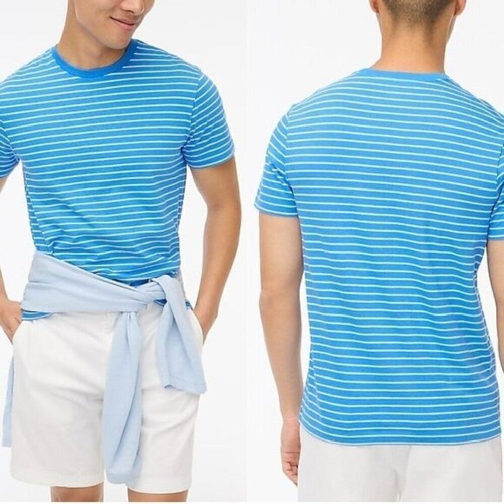 J Crew Men's Striped‎ Cotton Blue Shirt